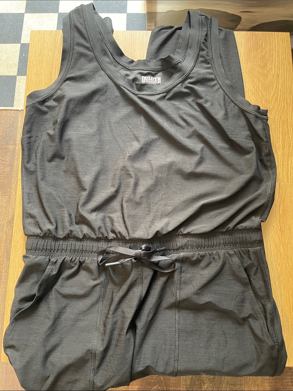 Duluth Trading Co Black Sleeveless Drawstring One-Piece
